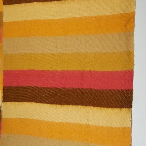 Pink Orange Striped 100%  Cashmere Scotland Scarf Fringe - Picture 7 of 13